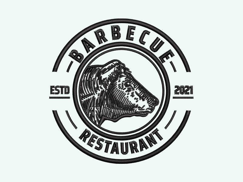 Barbecue Restaurant — finished embroidered result
