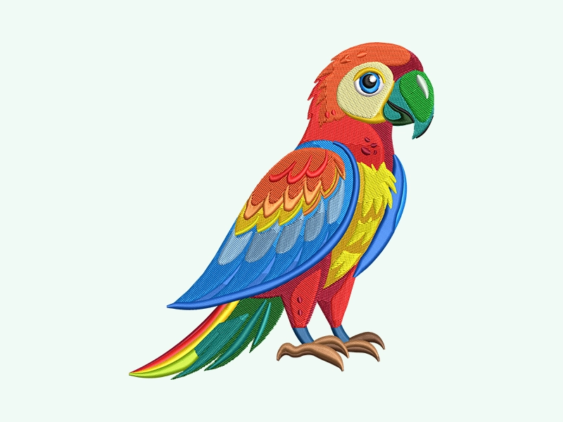 Parrot — finished embroidered result